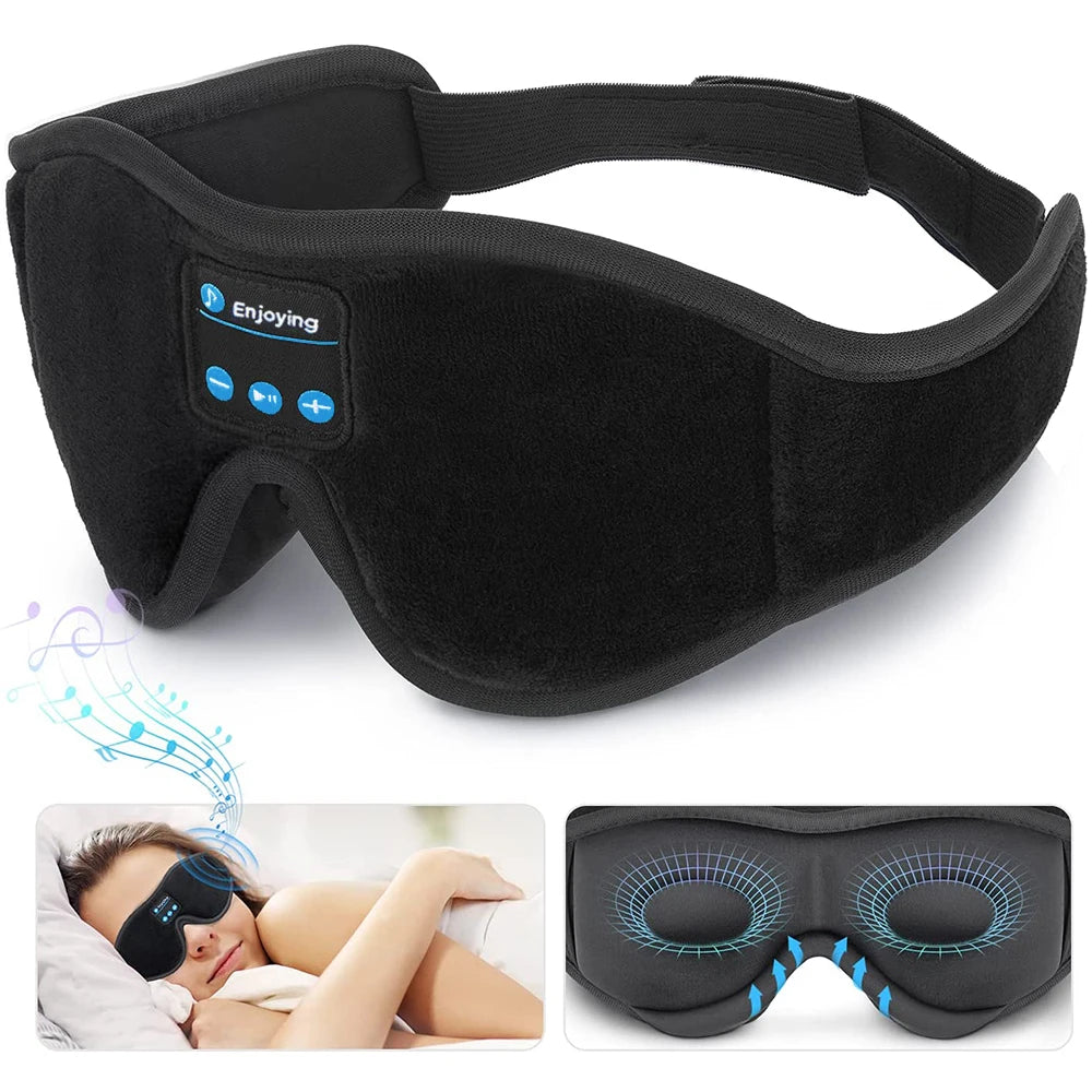 Máscara de Dormir 3D com Fones de Ouvido Bluetooth para Música e Sono com Alto-falante HD Embutido