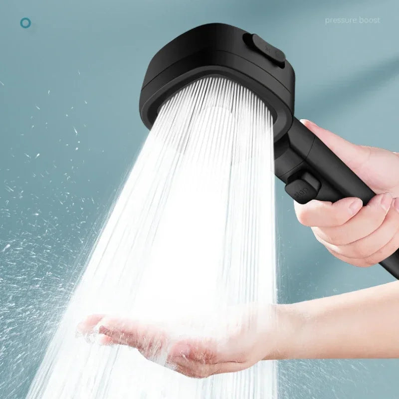 Chuveiro de Alta Pressão com Poupança de Água, 3 Modos Ajustáveis, Botão de Pausa e Jato Massageador – Acessórios de Casa de Banho)