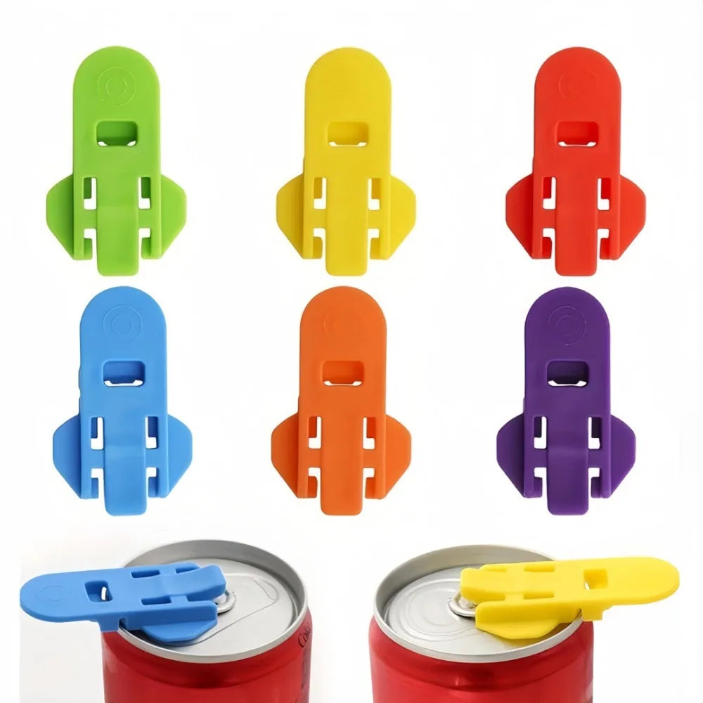 Abridor de latas portátil de plástico, 6 peças