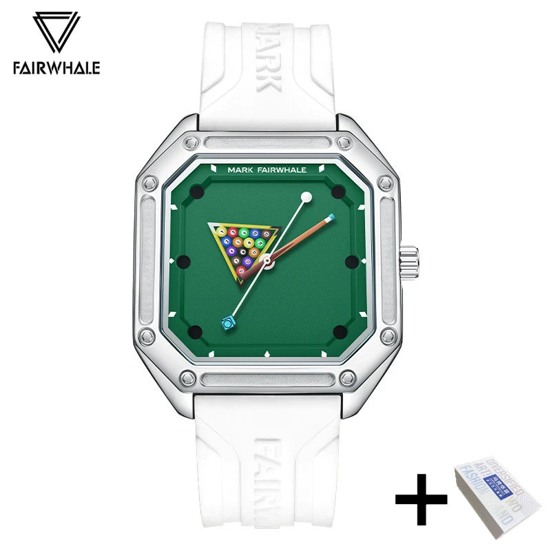 2025 novo relógio original para homem esporte pulseira de silicone à prova dwaterproof água relógio de quartzo moda masculina design de bilhar relógio de pulso verde menino