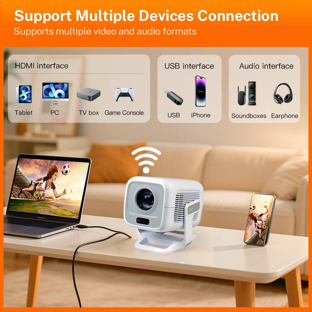 Auto Focus Projector X3A Native 1080P, Android 14 5G WiFi6 4K Playback, Portable for Movies & Outdoor Camping