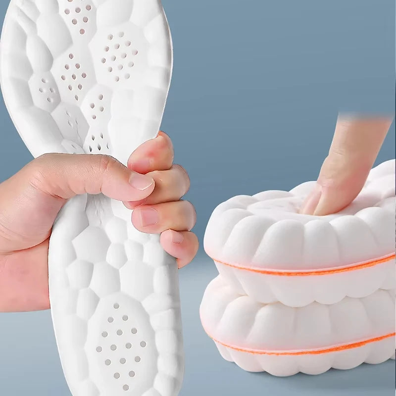 Par de Palmilhas Esportivas de Látex Macias de Alta Elasticidade, Almofadas Ortopédicas Respiráveis com Amortecimento e Suporte de Arco