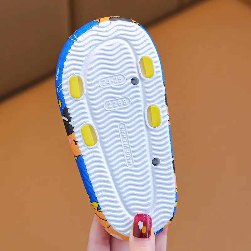 Dinossauro dos desenhos animados crianças chinelos menino meninas sapatos casuais plana praia sapatos de água interior macio crianças bonito flip flops para menino menina