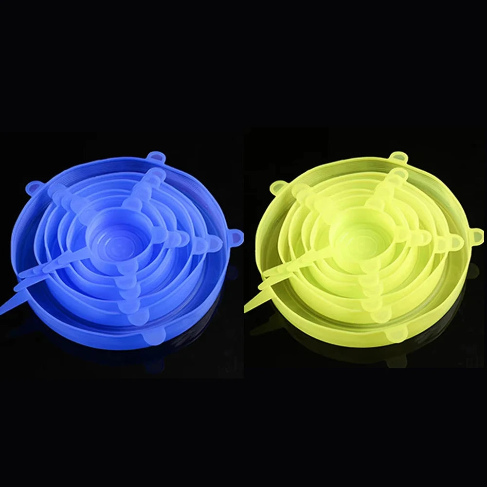 Conjunto de 6 Tampas de Silicone Extensíveis — Universais & Adaptáveis