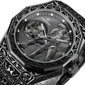 Relógio Automático Masculino FORSINING, Mecânico Esqueleto Retrô Vintage com Pulseira de Aço Gravada, Mostrador Luminoso e Fecho Deployant