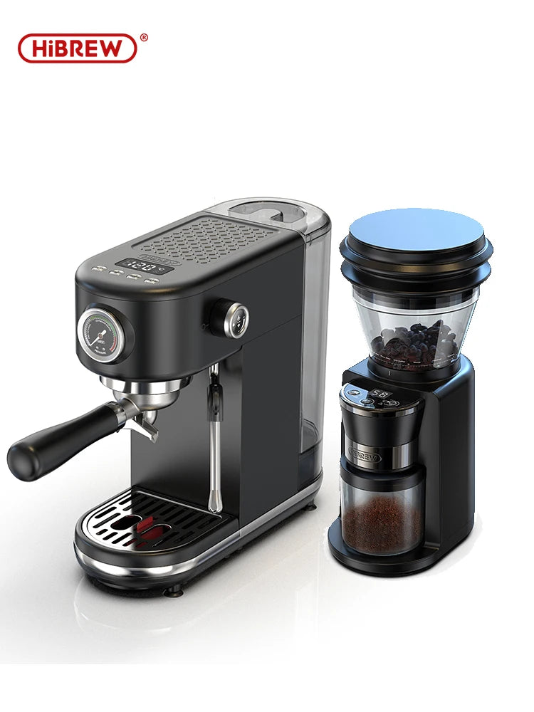 Máquina de Café Expresso Semiautomática HiBREW H10B 20 Bar, Design Slim com Controle de Temperatura (Quente/Frio) e Preparo de Cappuccino