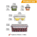 Kit com 8 Potes Herméticos para Alimentos Livres de BPA com Tampas de Trava – Armazenamento em Plástico PP Seguro para Micro-ondas e Freezer, para Grãos, Frutas e Vegetais