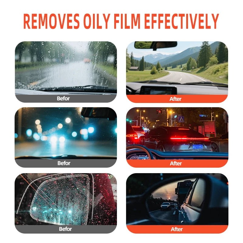 Ogas escova de limpeza de filme de óleo de vidro, pasta de limpeza de revestimento de filme de óleo de para-brisa, limpador de espuma de automóvel sem danificar vidro, novo