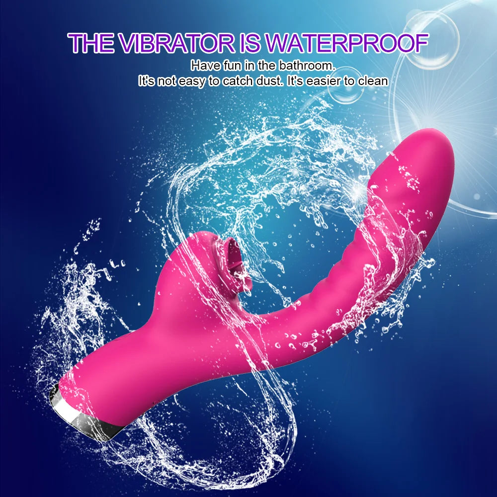 Vibrador Lambedor de Língua 2 em 1 – Brinquedo Sexual Adulto para Mulheres, Dildos, Vibradores Estimuladores de Clítoris com 20 Velocidades, Produto Sexual