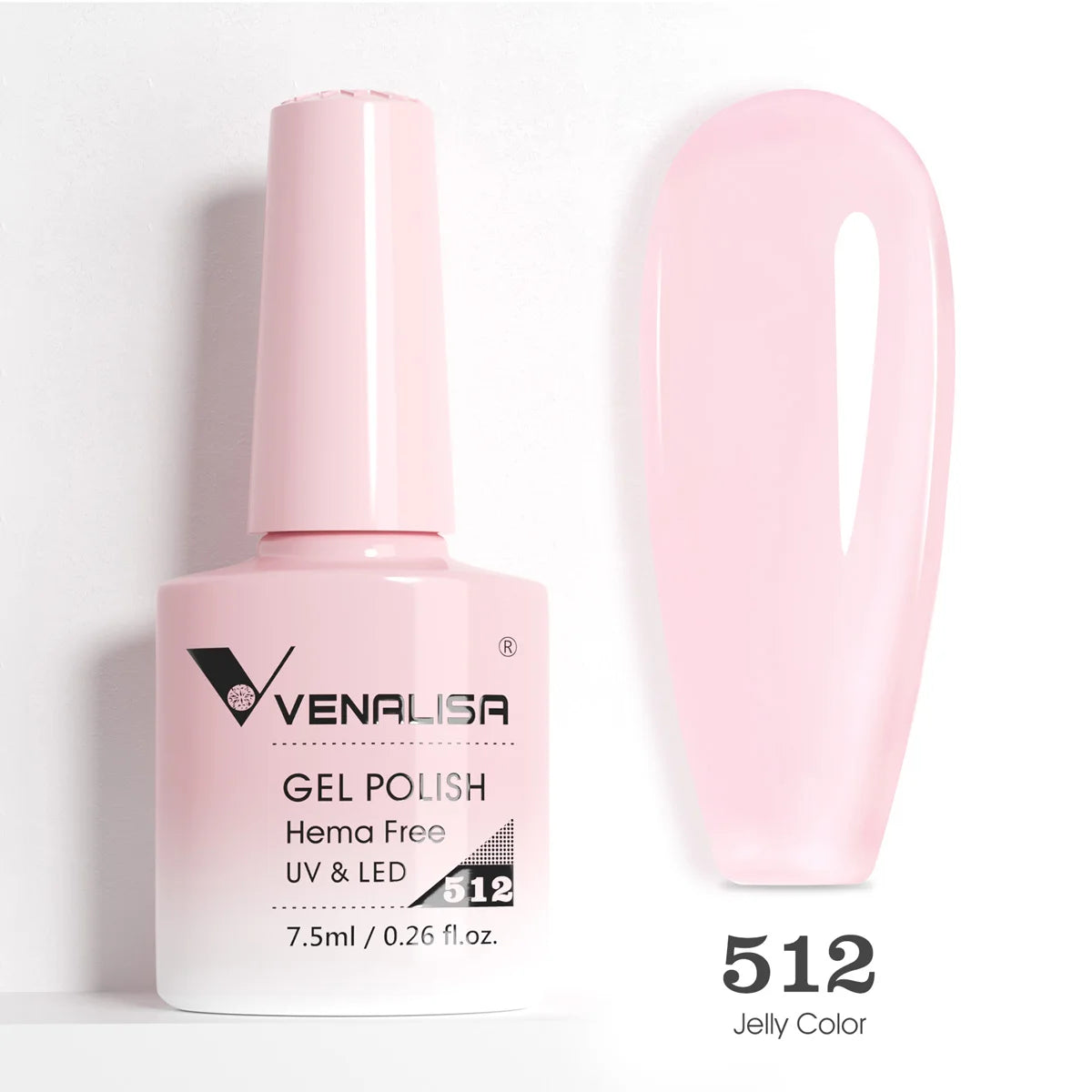Verniz de Gel com Glitter Venalisa Livre de HEMA e TPO – Cobertura Total Deslumbrante, Soak Off, Gel UV/LED para Unhas de Gel Francesas, Coleção Nude Rosa Jelly