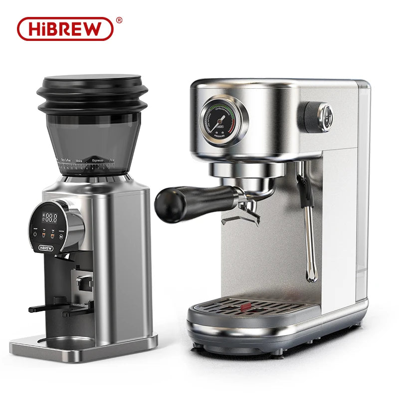 Máquina de Café Expresso Semiautomática HiBREW H10B 20 Bar, Design Slim com Controle de Temperatura (Quente/Frio) e Preparo de Cappuccino