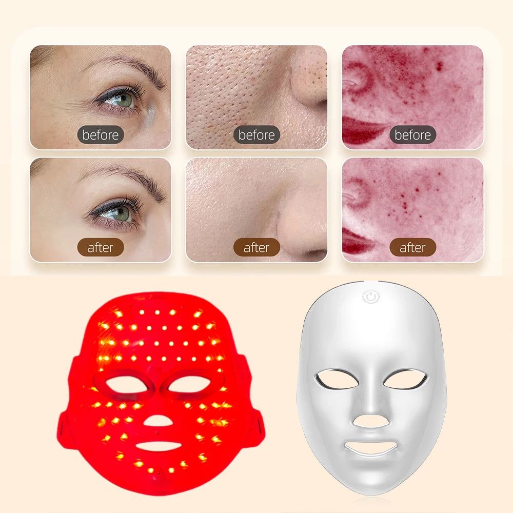 Rechargeable Facial LED Mask 7 Colors LED Photon Beauty Mask Skin Rejuvenation Home Face Lifting Whitening Skin Care Beauty Mask