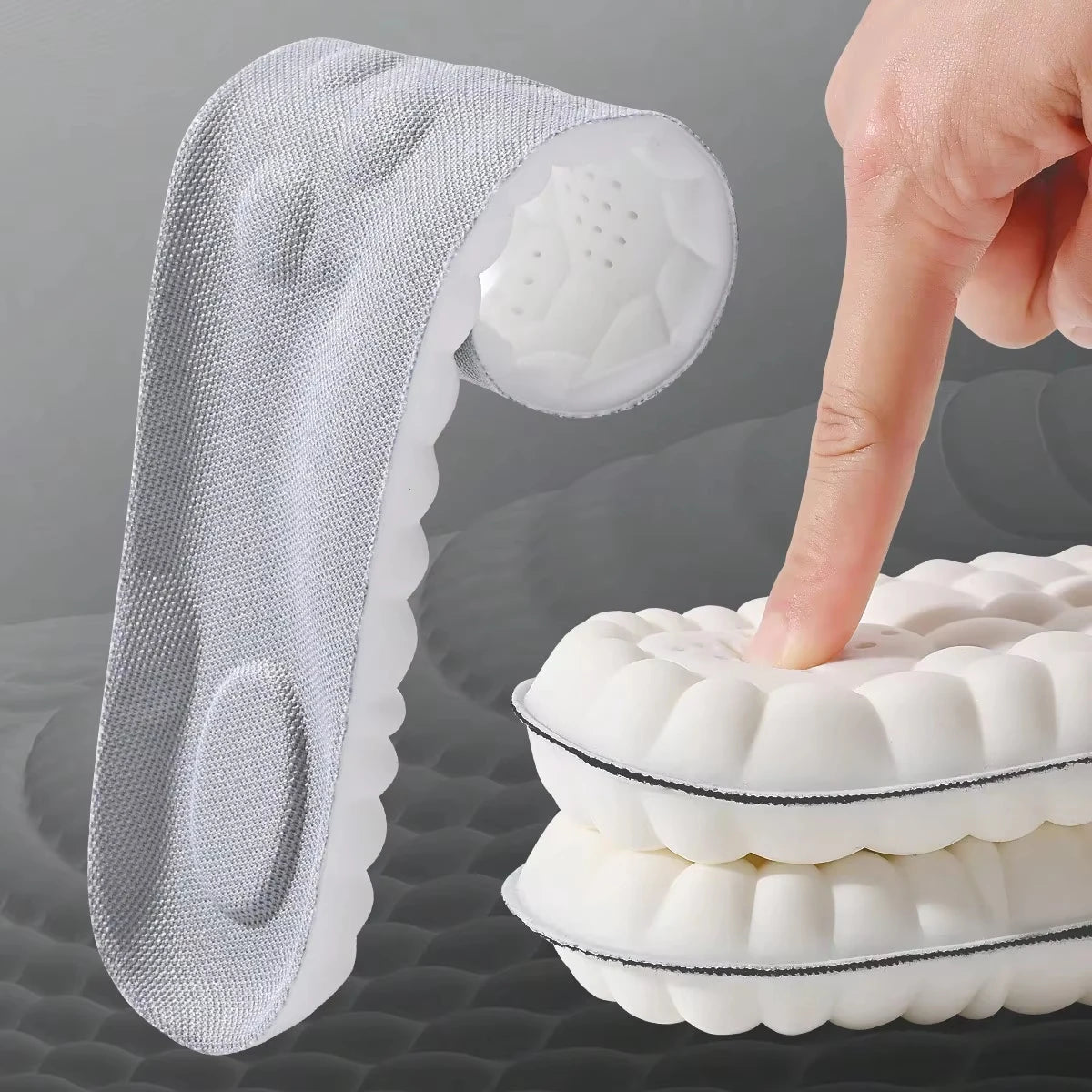 Par de Palmilhas Esportivas de Látex Macias de Alta Elasticidade, Almofadas Ortopédicas Respiráveis com Amortecimento e Suporte de Arco