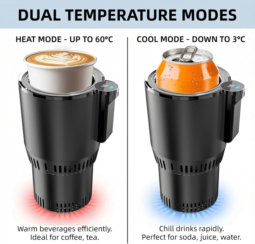 Suporte de Copo Inteligente Portátil para Carro com Controle de Temperatura 2 em 1: Resfriamento e Aquecimento Rápido de Bebidas