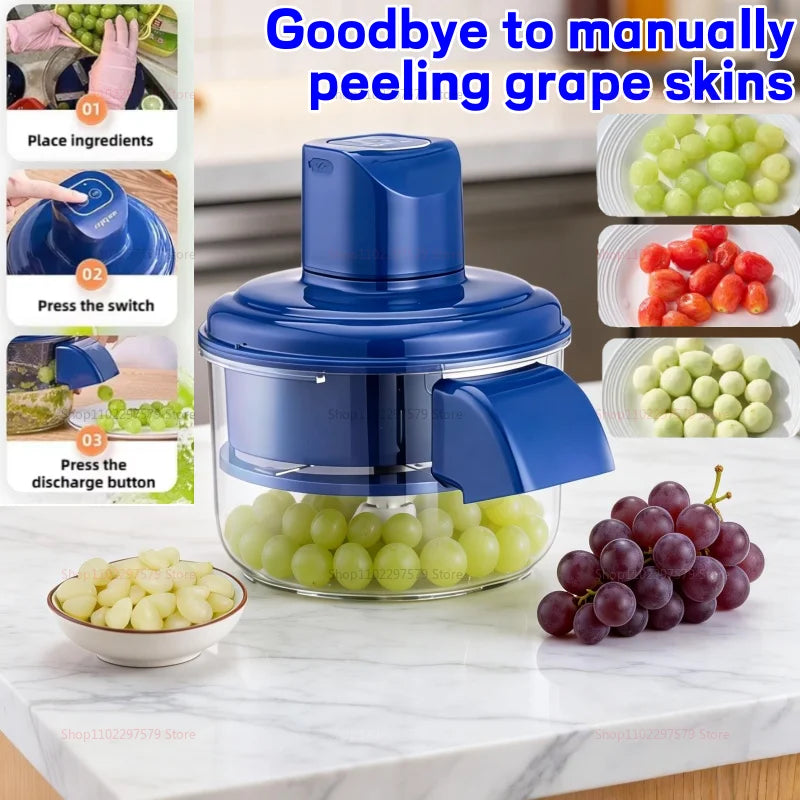 Descascador de Frutas Recarregável Automático Elétrico para Uvas, Tomates Cereja, Alho - Ferramenta de Cozinha