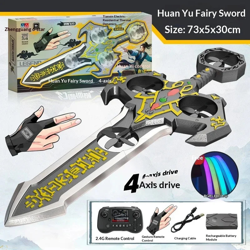 Drone de espada voadora Rc de 73cm 36cm com controle de gestos conduziu luzes 360 ° Stunt Flip Controle Remoto Planador Brinquedo Adulto Ao Ar Livre Menino Presente