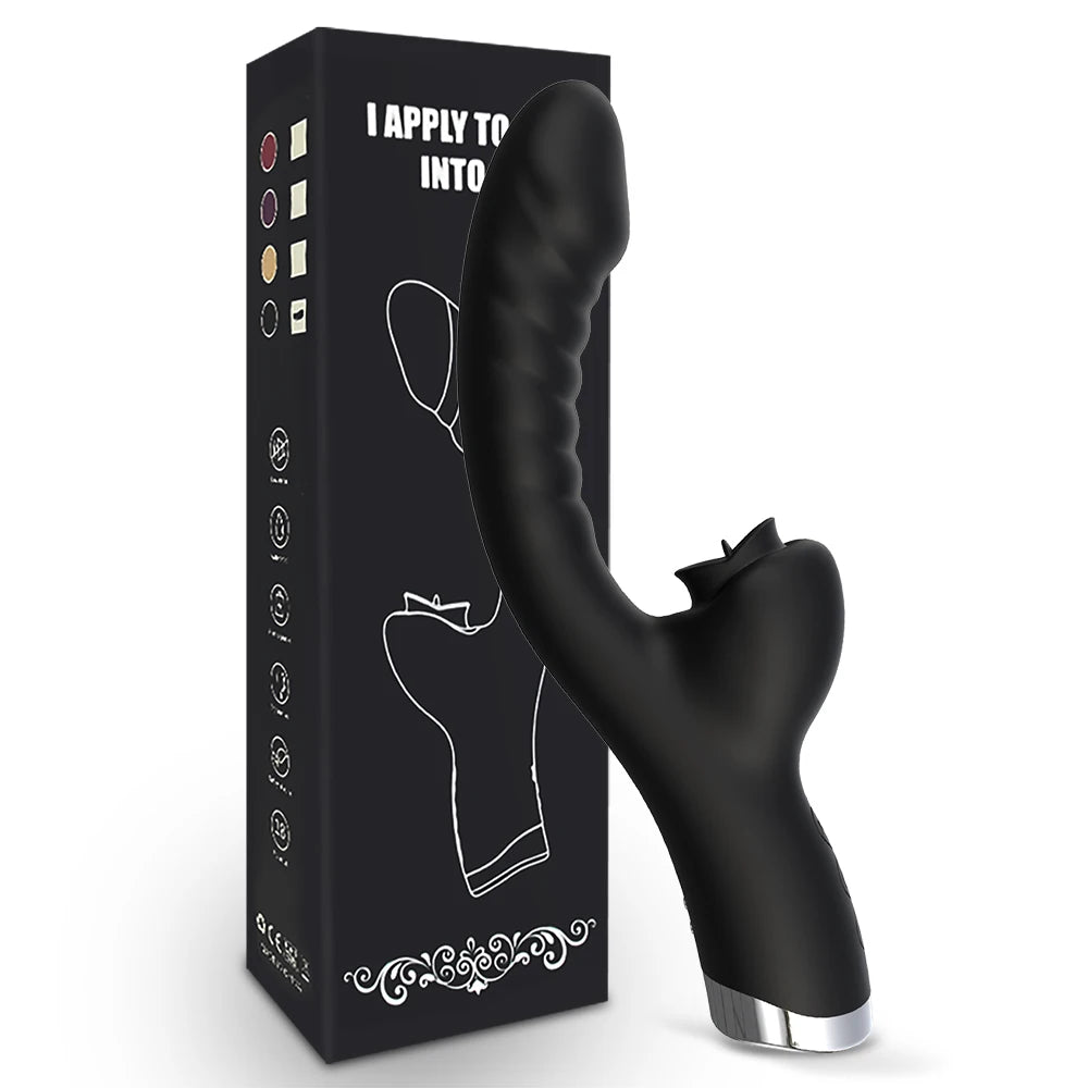 Vibrador Lambedor de Língua 2 em 1 – Brinquedo Sexual Adulto para Mulheres, Dildos, Vibradores Estimuladores de Clítoris com 20 Velocidades, Produto Sexual