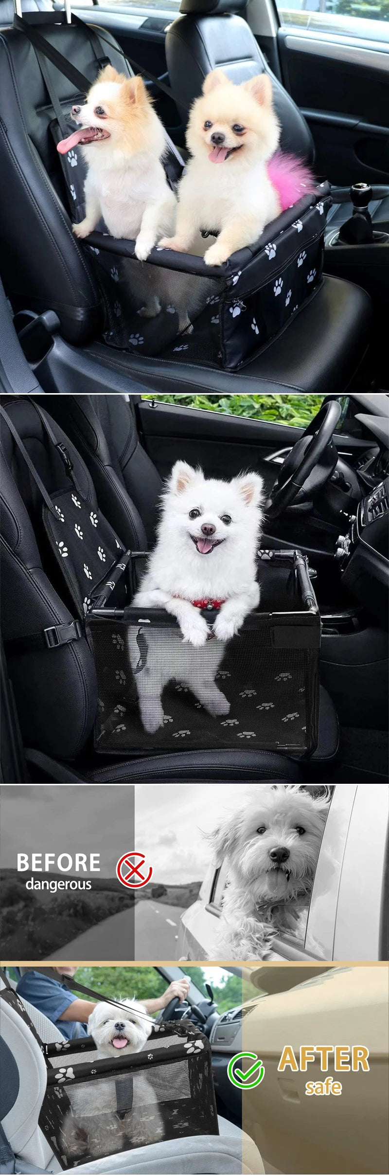 Capa de Assento para Carro de Cães de Alta Qualidade, Dobrável e Removível, Bolsa de Transporte Segura e Estável para Viagens