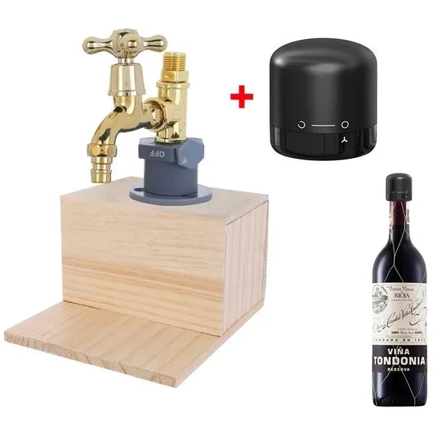 Dispensador de Licor e Whisky de Madeira em Formato de Torneira – Presente Perfeito para o Pai ou Marido, Decoração Rústica Estilo Fazenda para Bar e Casa