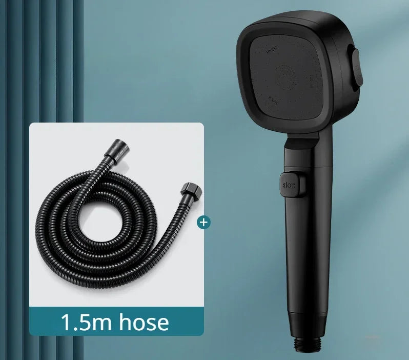 Chuveiro de Alta Pressão com Poupança de Água, 3 Modos Ajustáveis, Botão de Pausa e Jato Massageador – Acessórios de Casa de Banho)