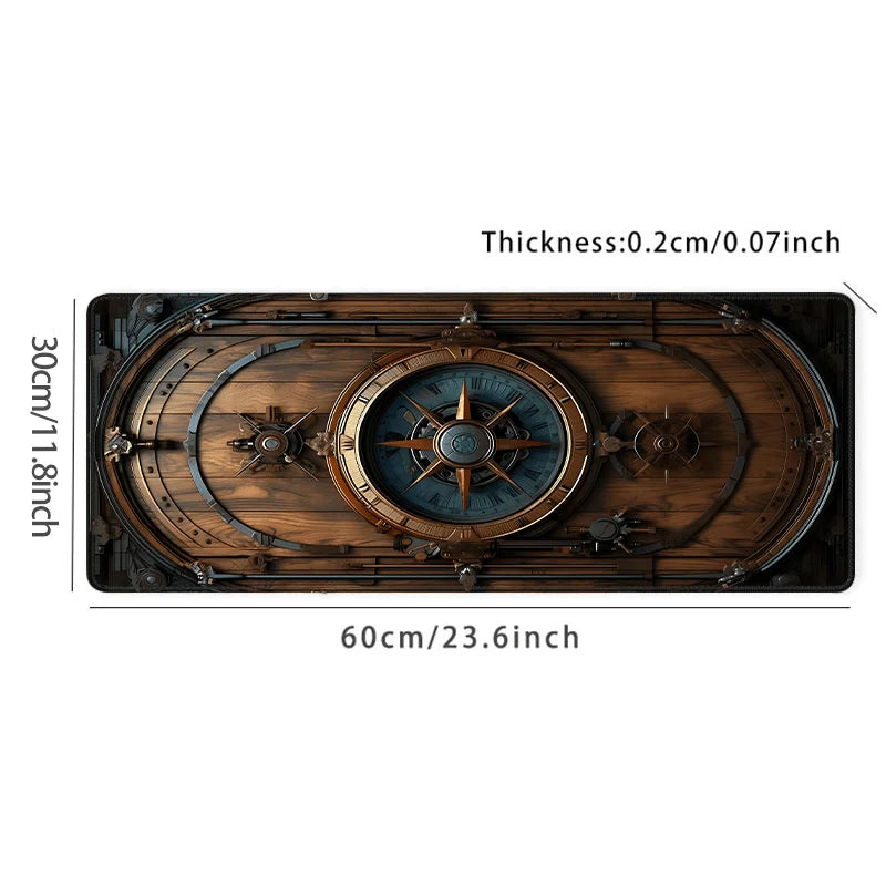 Xxl vintage steampunk bússola design mouse pad grande tapete de mesa de escritório de jogos bordas costuradas antiderrapantes para jogadores e escritório em casa