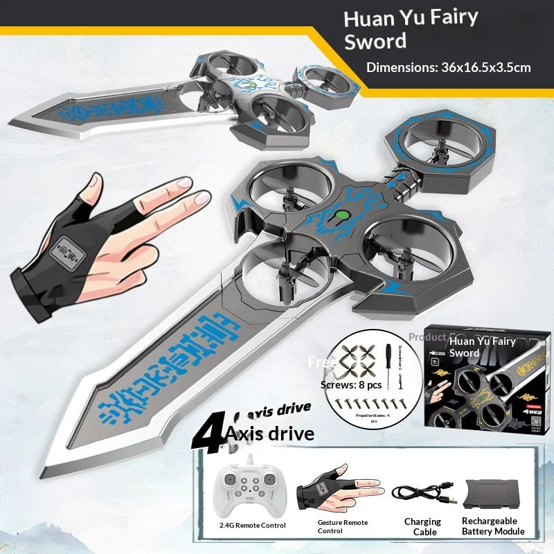Drone de espada voadora Rc de 73cm 36cm com controle de gestos conduziu luzes 360 ° Stunt Flip Controle Remoto Planador Brinquedo Adulto Ao Ar Livre Menino Presente