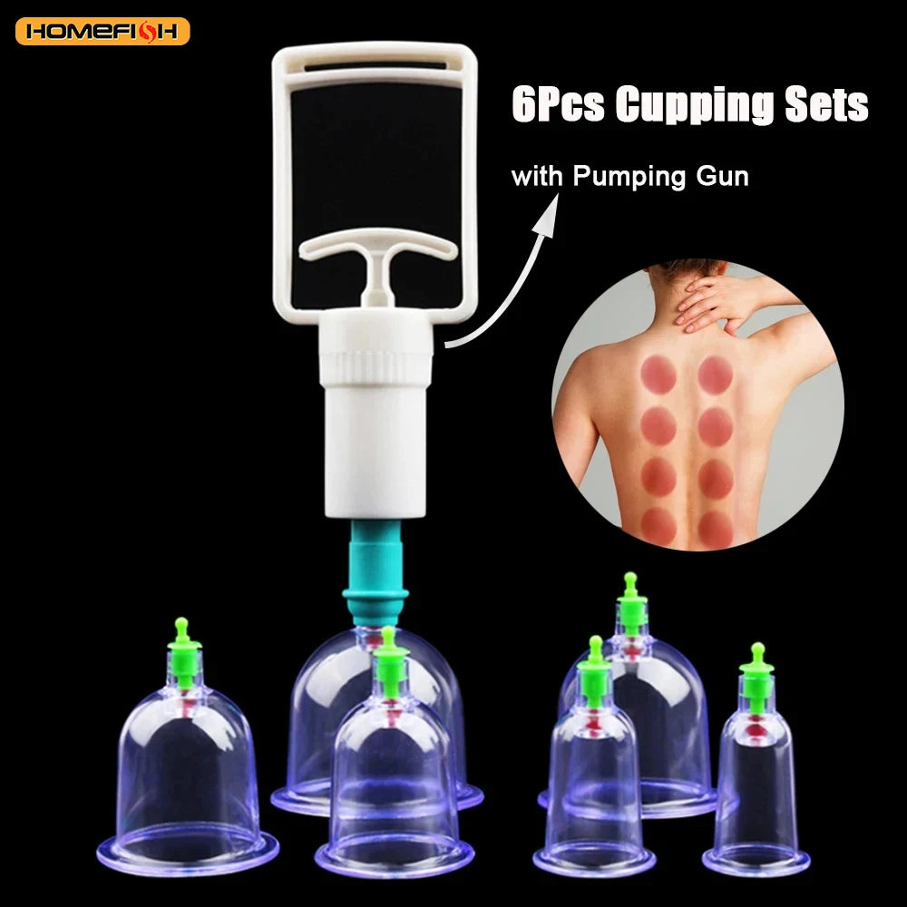 6 ventosas para kit de massagem com ventosas a vácuo traseiro com pistola de bomba massagem corporal anticelulite