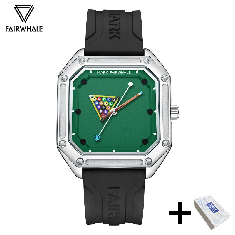 2025 novo relógio original para homem esporte pulseira de silicone à prova dwaterproof água relógio de quartzo moda masculina design de bilhar relógio de pulso verde menino