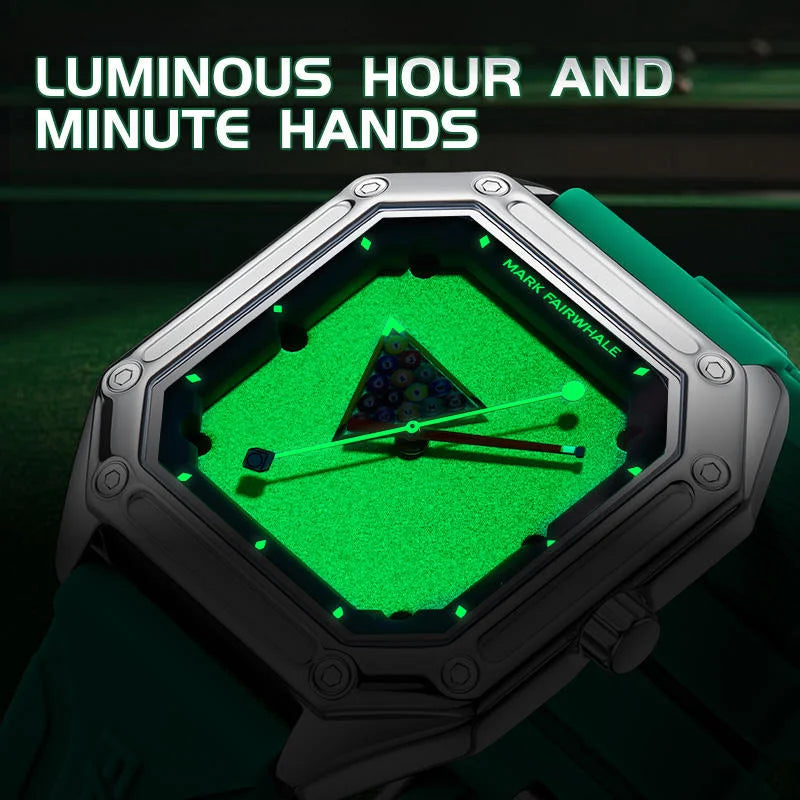 2025 novo relógio original para homem esporte pulseira de silicone à prova dwaterproof água relógio de quartzo moda masculina design de bilhar relógio de pulso verde menino