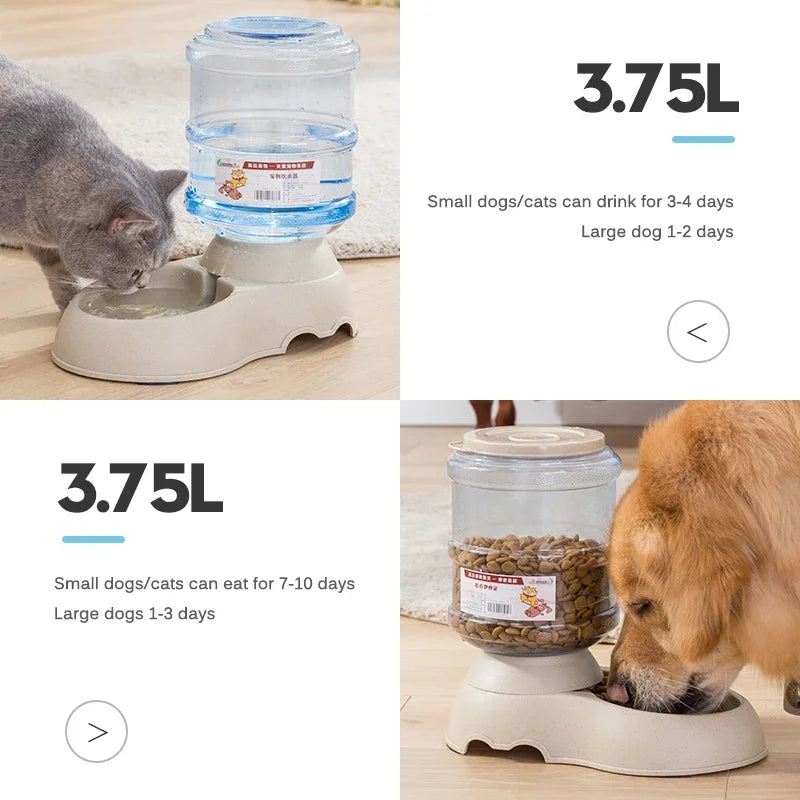 Automático Pet Alimentador Waterer, Alta Capacidade, Tigela do alimento, Gravidade Água Dispenser, Pet Bowl para cães e gatos, Cão Acessórios, 3,8 L