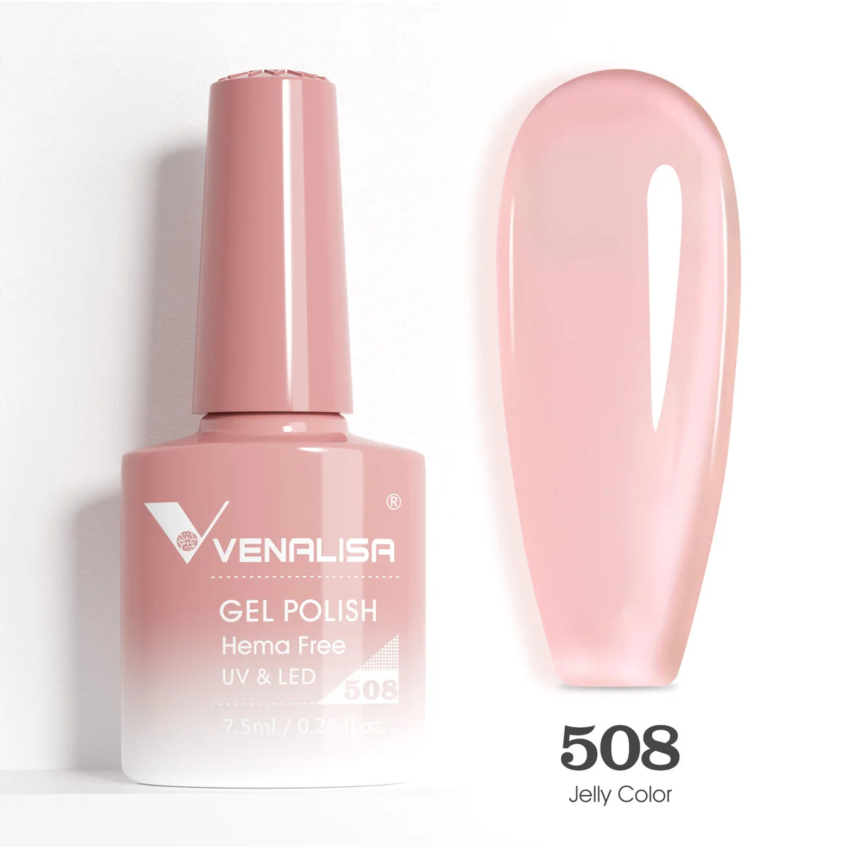Verniz de Gel com Glitter Venalisa Livre de HEMA e TPO – Cobertura Total Deslumbrante, Soak Off, Gel UV/LED para Unhas de Gel Francesas, Coleção Nude Rosa Jelly