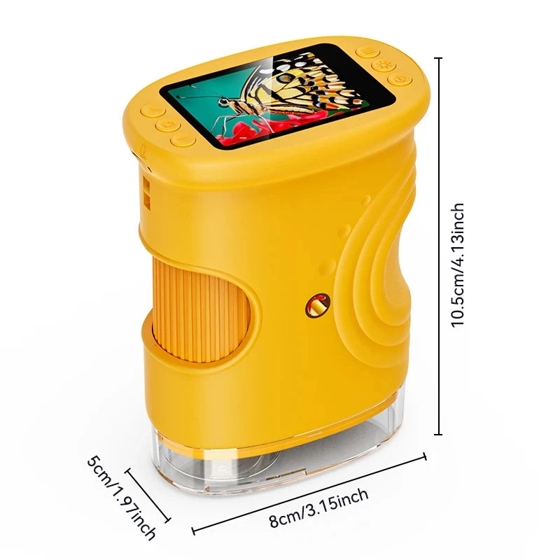 microscópio portátil para crianças 2.0 "tela recarregável mini microscópios digitais de bolso portátil edu presente crianças estudantes