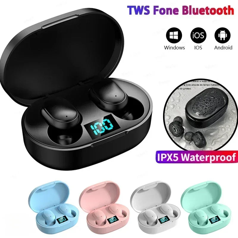 Fones de Ouvido Sem Fio Bluetooth E6S TWS – Earbuds com Cancelamento de Ruído e Microfone