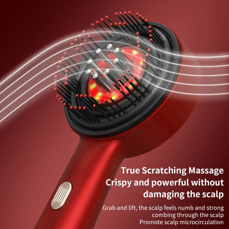 Escova de Massagem Elétrica com Vibração e Terapia de Luz Vermelha para Crescimento Capilar, 3 Modos de Massagem, Aplicador de Óleo Líquido, Massageador de Couro Cabeludo