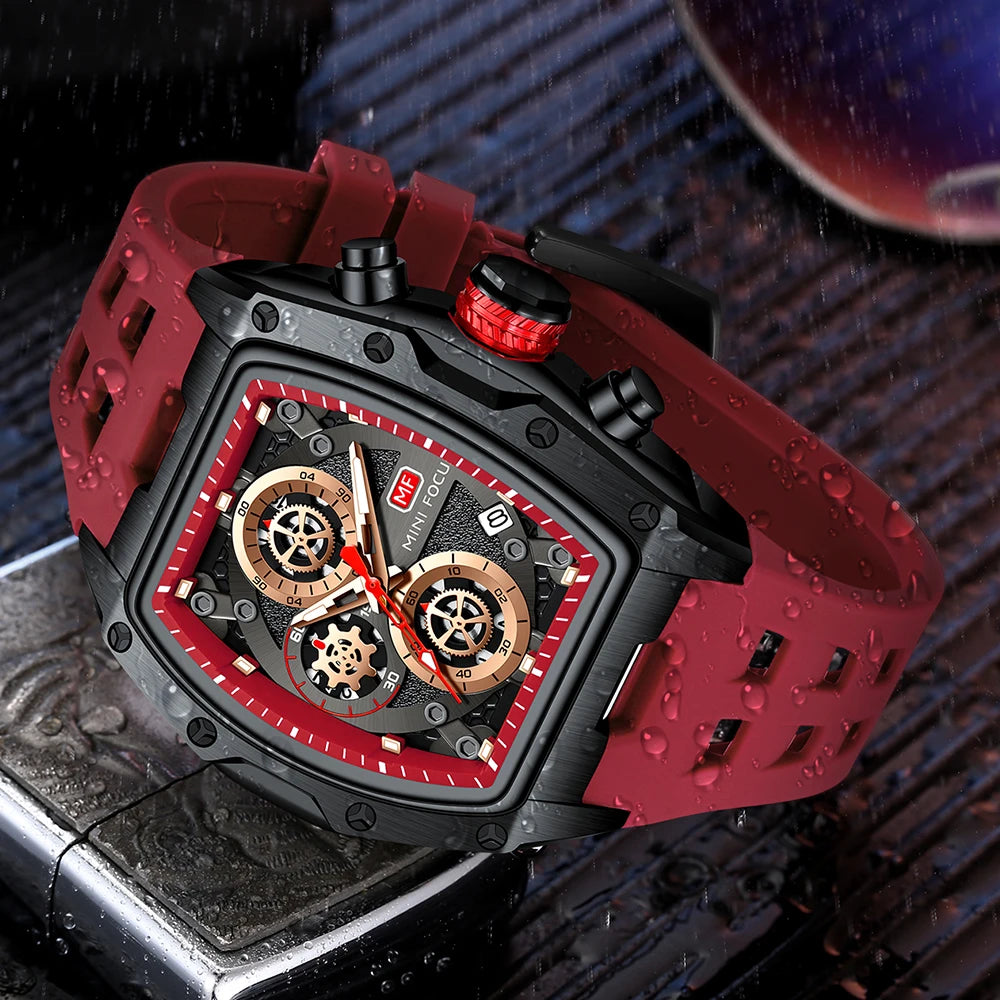 Relógios de Pulso de Quartzo para Homens Guerreiro Pulseira Vermelha Cronógrafo À Prova D 'Água reloj hombre 473G