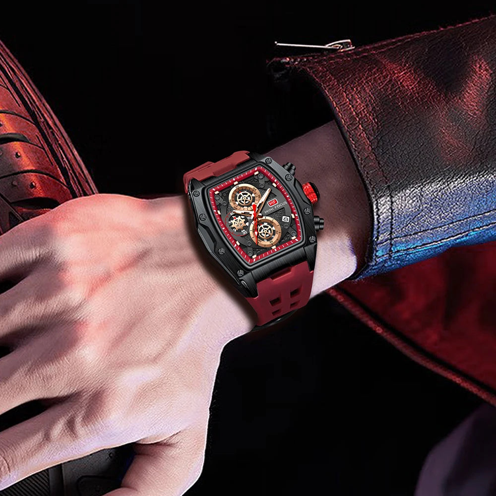 Relógios de Pulso de Quartzo para Homens Guerreiro Pulseira Vermelha Cronógrafo À Prova D 'Água reloj hombre 473G