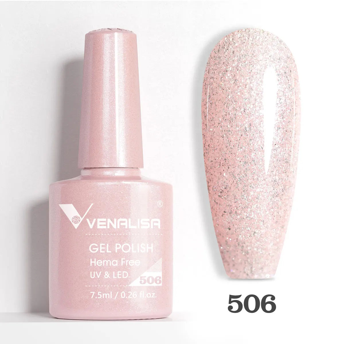 Verniz de Gel com Glitter Venalisa Livre de HEMA e TPO – Cobertura Total Deslumbrante, Soak Off, Gel UV/LED para Unhas de Gel Francesas, Coleção Nude Rosa Jelly