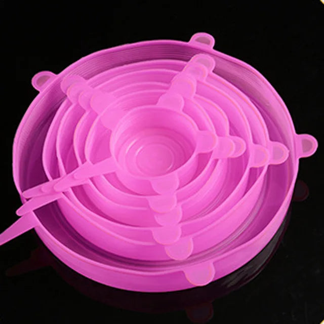 Conjunto de 6 Tampas de Silicone Extensíveis — Universais & Adaptáveis
