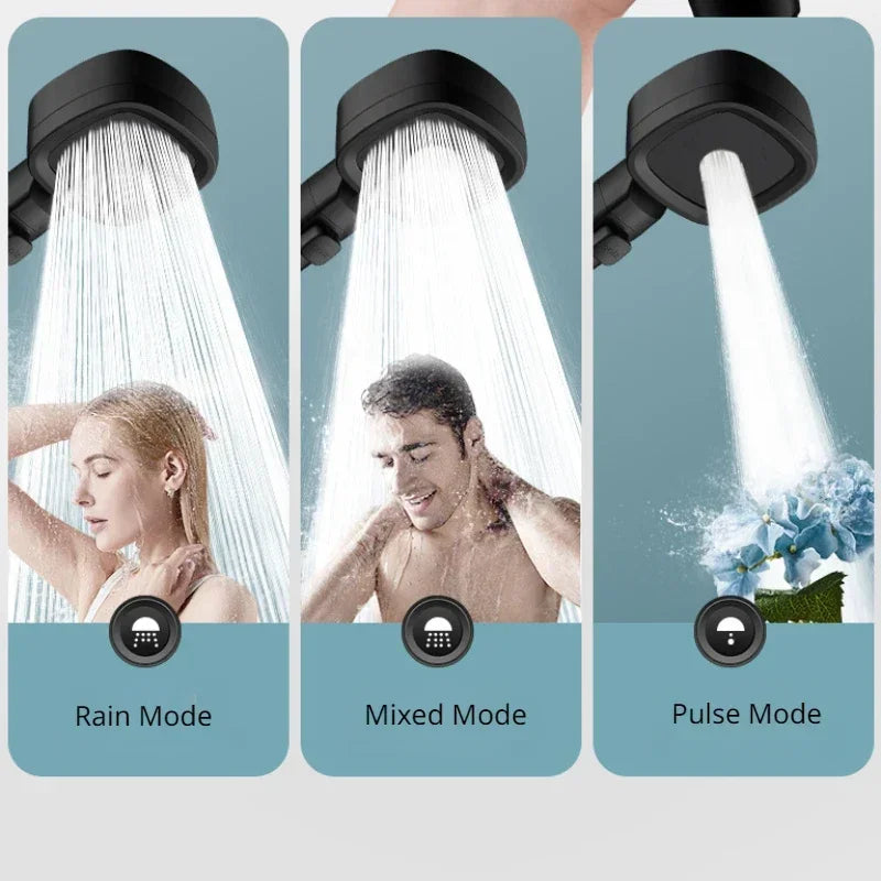 Chuveiro de Alta Pressão com Poupança de Água, 3 Modos Ajustáveis, Botão de Pausa e Jato Massageador – Acessórios de Casa de Banho)