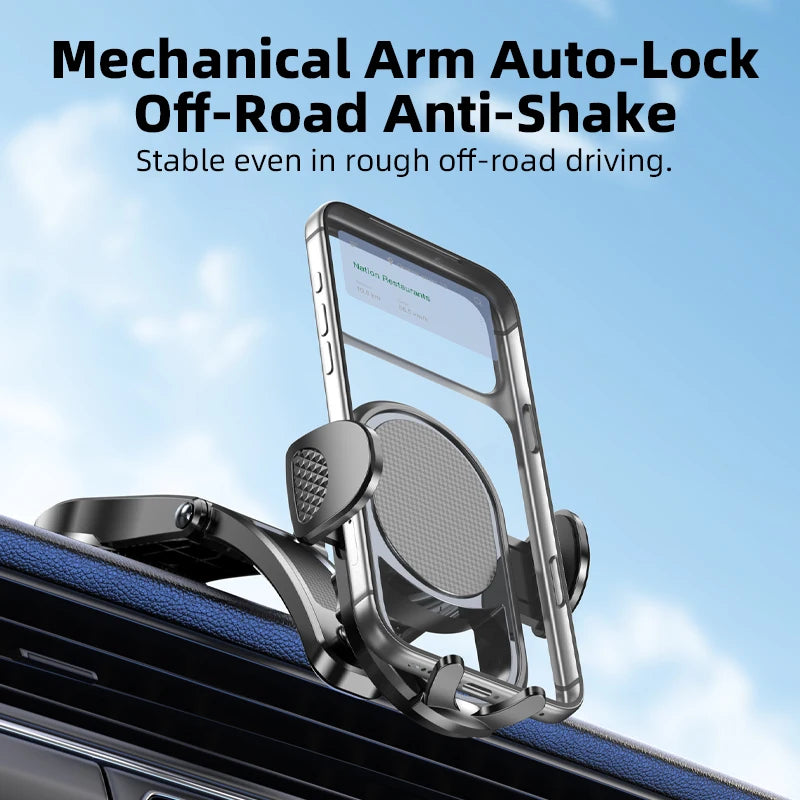 Suporte de Telefone para Carro Dobrável Vyvylabs com Adsorção Tripla e Bloqueio Automático, Montagem para Carro Off-Road Anti-Choque 360 ° Ajustável e Silencioso para iPhone Xiaomi Huawei Samsung