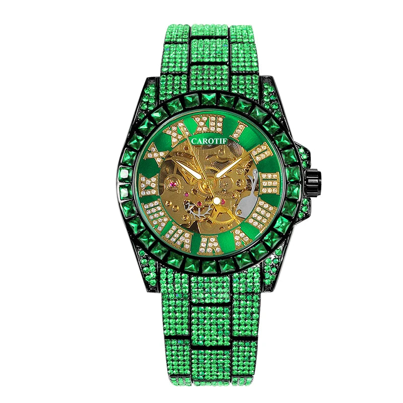 Relógio Masculino Automático de Luxo Aço Verde Tendência
