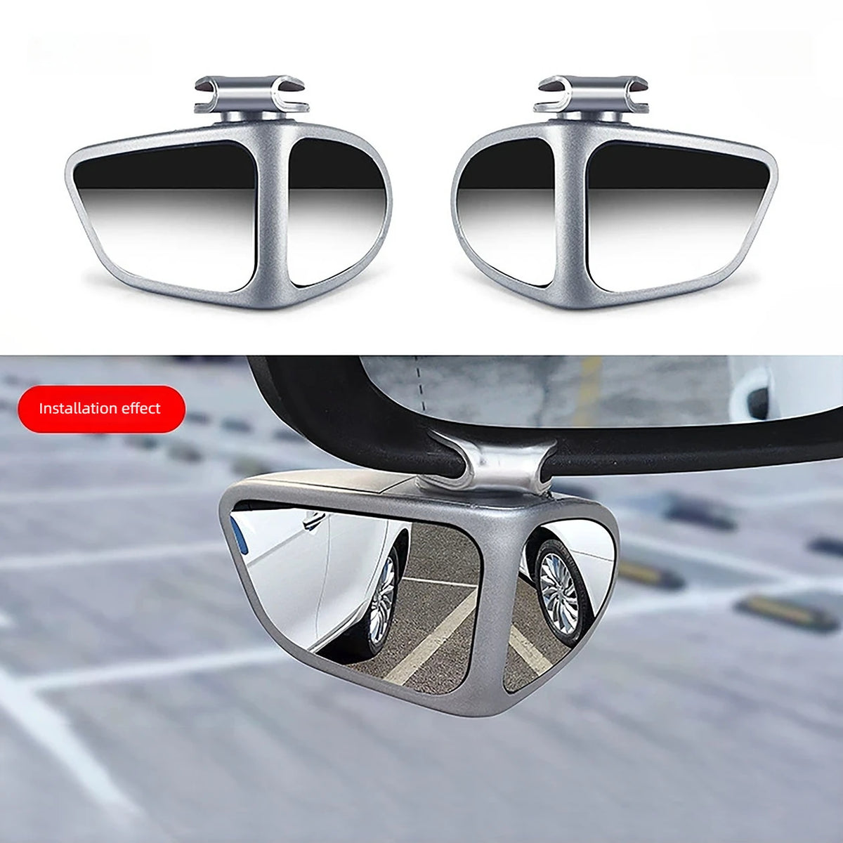 Espelho Retrovisor de Carro para Ponto Cego, Espelho para Rodas Dianteiras e Traseiras 360 ° Espelho Retrovisor Ajustável de Ângulo Amplo para Ponto Cego