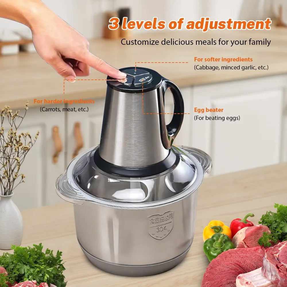 Moedor de Carne Elétrico 5L em Aço Inoxidável