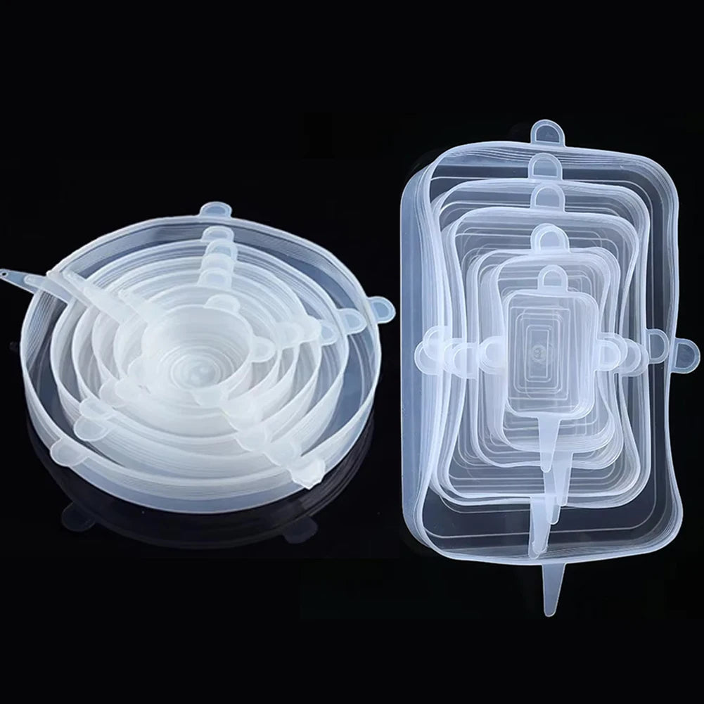 Conjunto de 6 Tampas de Silicone Extensíveis — Universais & Adaptáveis