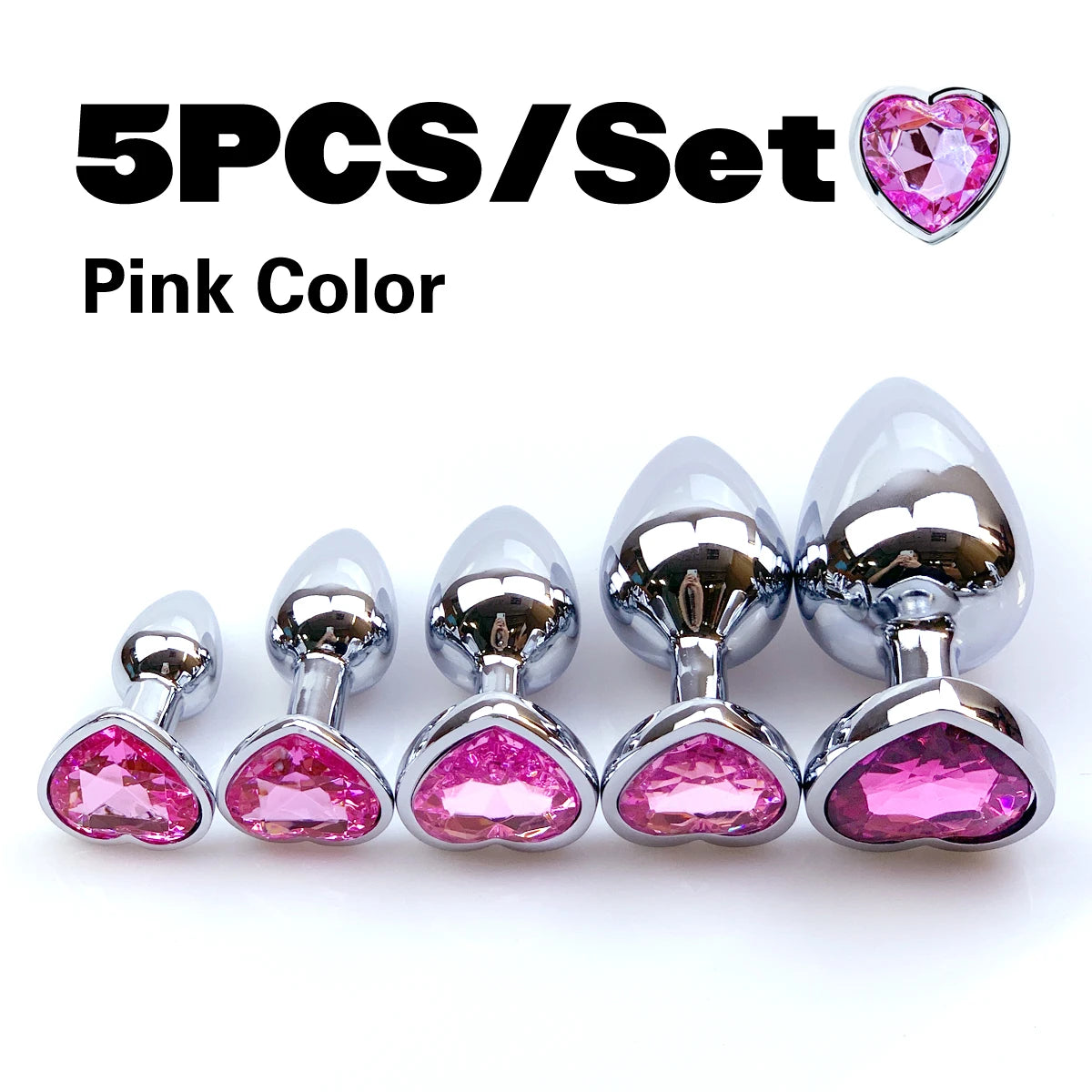 Metal anal plug coração cristal iniciante para especializar 5 tamanho butt plug adulto brinquedo cauda feminino/masculino