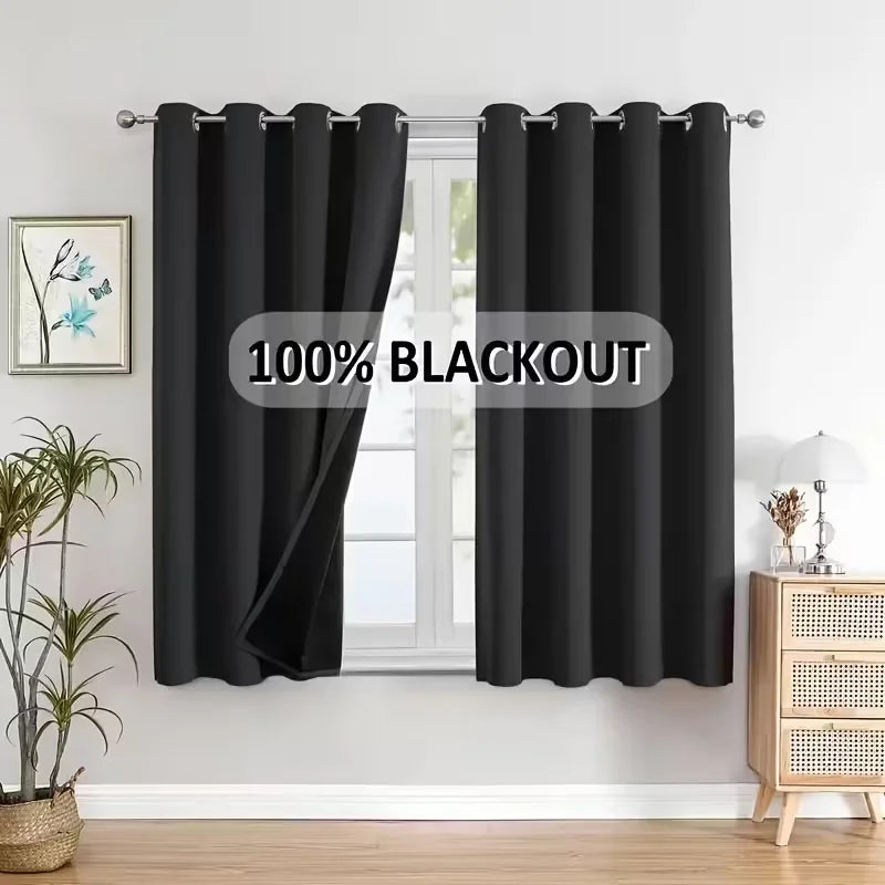 Cortina 100% Blackout (1 Peça) – Proteção Solar, Isolamento Térmico, Redução de Ruído e Privacidade para Quarto e Sala