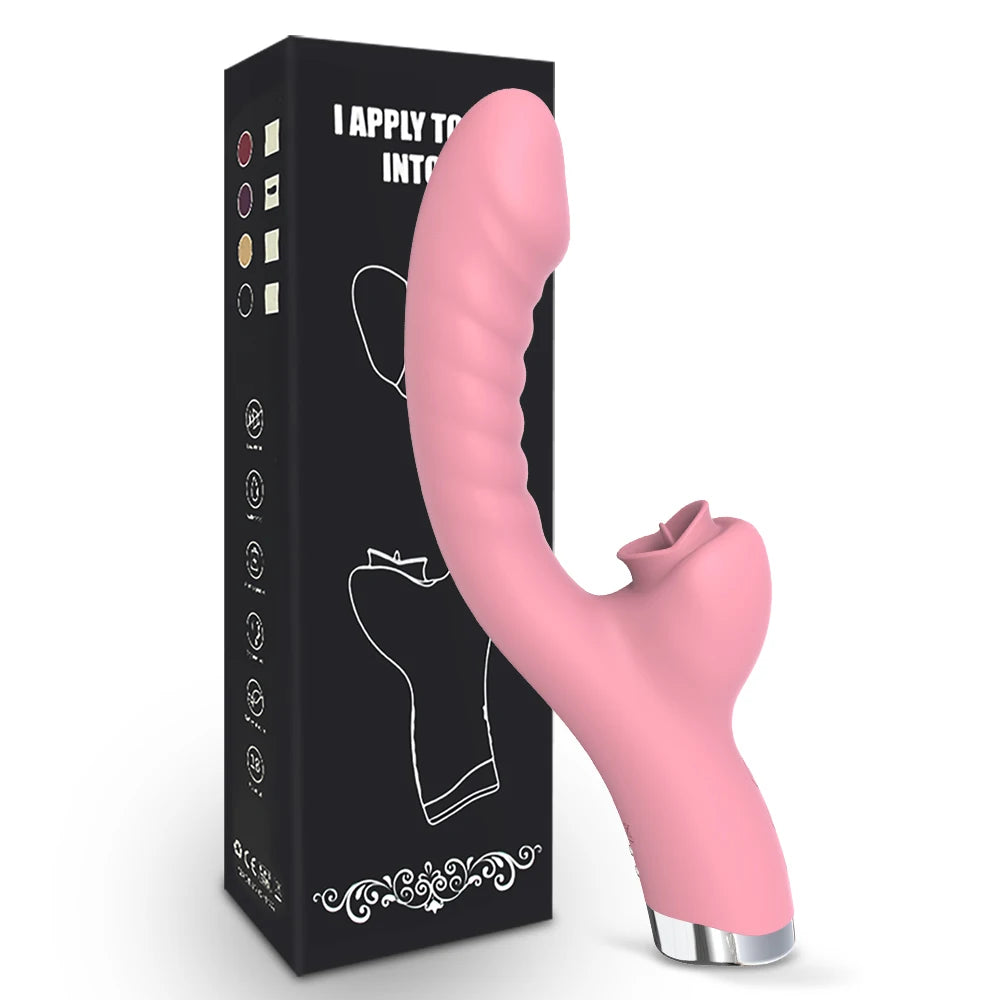 Vibrador Lambedor de Língua 2 em 1 – Brinquedo Sexual Adulto para Mulheres, Dildos, Vibradores Estimuladores de Clítoris com 20 Velocidades, Produto Sexual