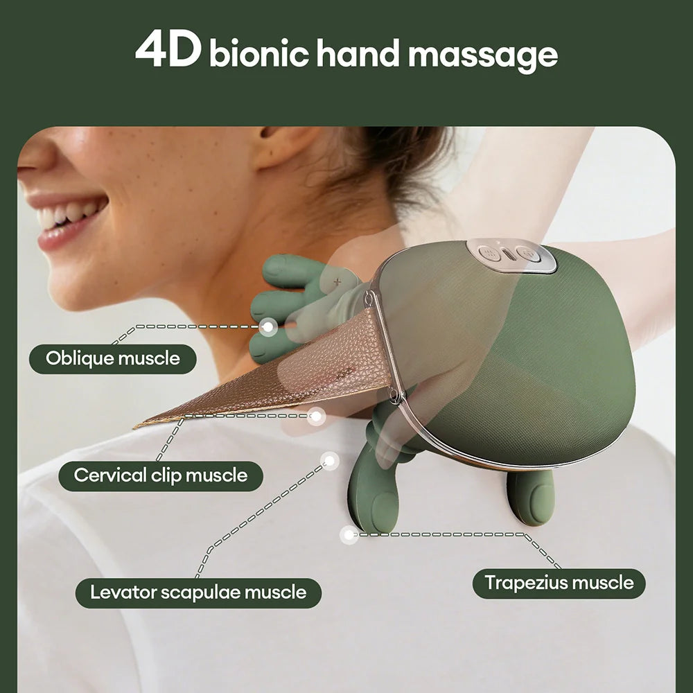 4d biônico dedo pescoço ombro massageador sem fio pescoço cervical trapezius amassar massagem xale motor sem escova pescoço masajeador