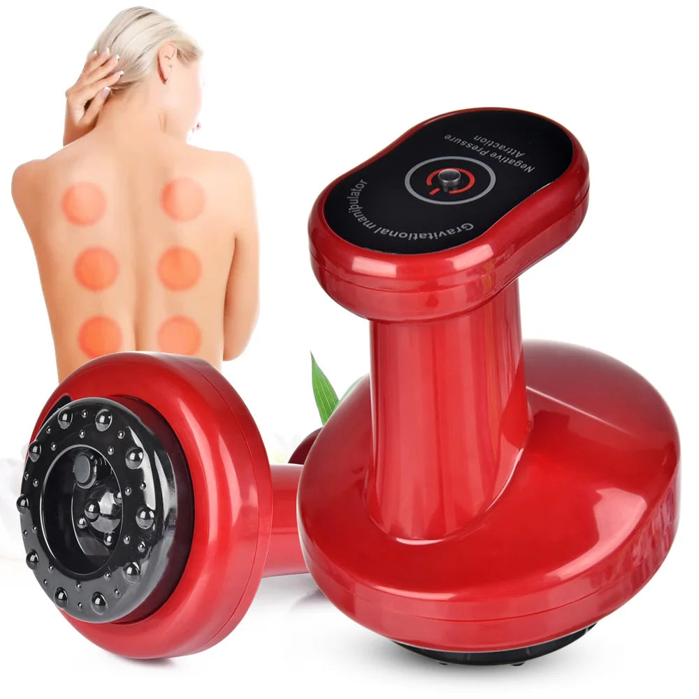 Aparelho de Ventosaterapia Elétrico Inteligente a Vácuo com Aquecimento Infravermelho – Massageador Corporal Anticelulite para Costas, Pescoço e Braços