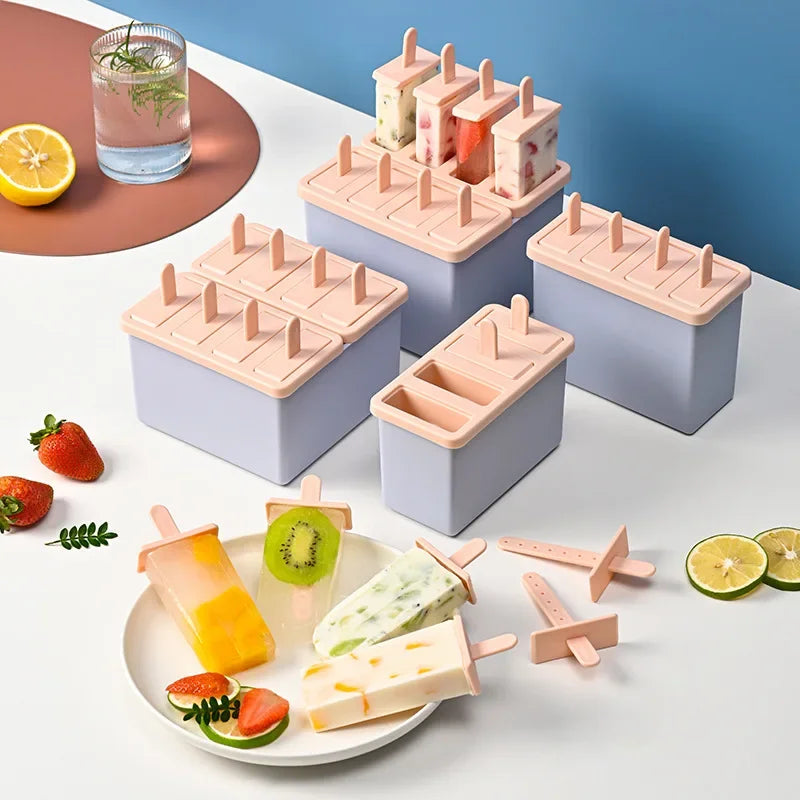 Forma de Picolé e Sorvete em Grau Alimentício com Tampa – Utensílio Doméstico para Picolé Caseiro